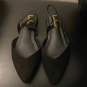 Black open back flats size 7 lightly worn